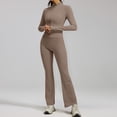 thumbnail image 4 of JFGHDG Women's 2 Piece Activewear Set, Zip-Up Long Sleeve Jacket & High Waist Flare Leggings for Yoga and Casual Wear Khaki XL, 4 of 8