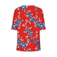 thumbnail image 5 of Women's Summer V Neck Tops Tie-dye/Floral Printed Short Sleeve Summer Graphic Tee Shirts Loose Fit Plus Size Casual Tshirts (3XL, Red), 5 of 7
