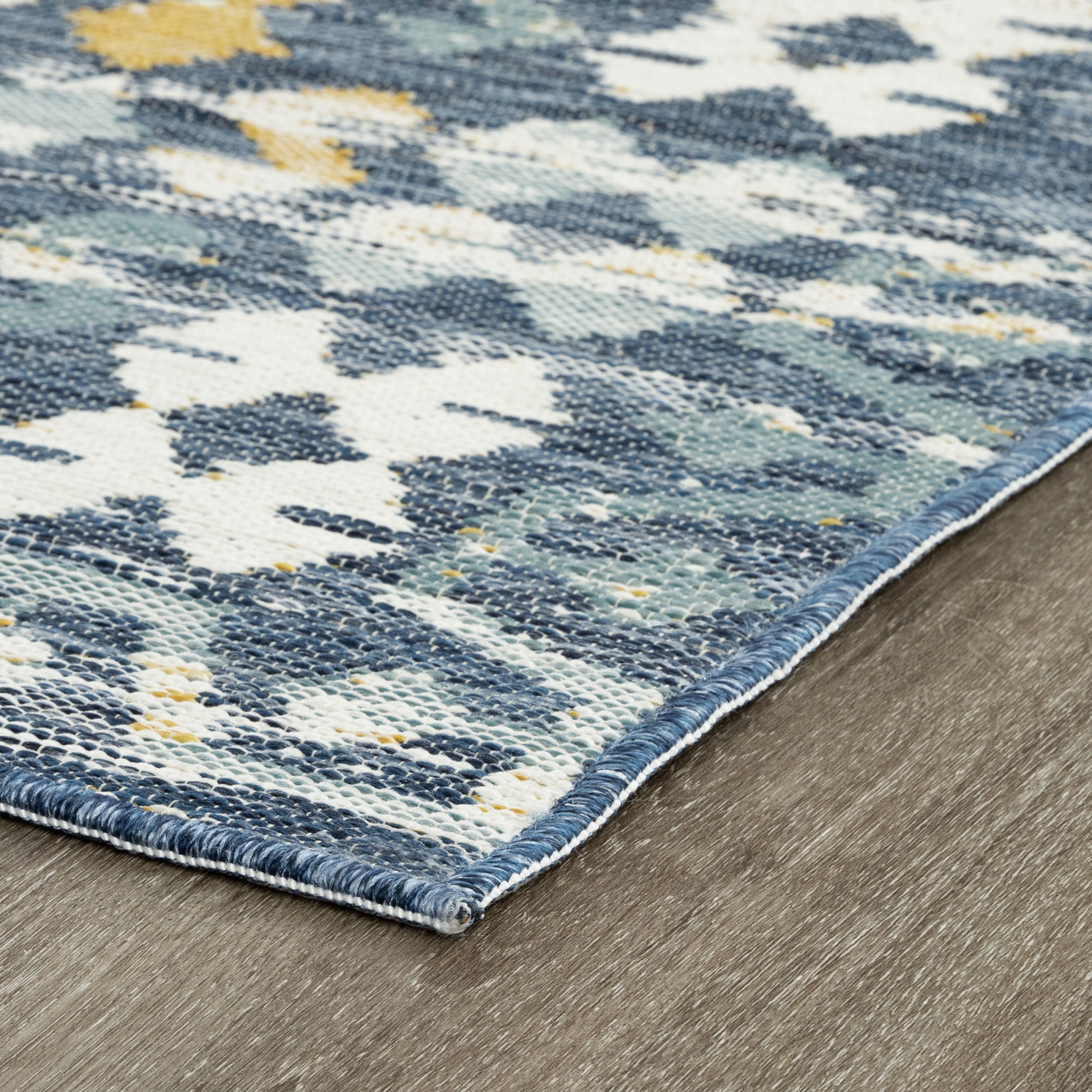 5x7 Water Resistant, Indoor Outdoor Rugs for Patios, Front Door Entry, Entryway, Deck, Porch, Balcony | Outside Area Rug for Patio | Navy, Moroccan | Size: 5'3'' x 7'3''