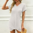 thumbnail image 3 of Women's Waffle Knit Bathing Suit Cover Up Short Sleeve Twist Hem Swimsuit Coverup for Summer Beach Vacation, 3 of 8