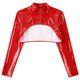 thumbnail image 5 of Top corto de charol brillante para mujer, cuello levantado, manga larga, cremallera frontal, manga en el brazo, Top ajustado, ropa para fiesta Rave, 5 of 5