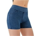 thumbnail image 3 of Hvot&aat Women Summer High Waist Scrunch Butt Lifting Shorts Luscious Curvy Yoga Denim Pants with pockets, 3 of 4