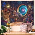 thumbnail image 3 of Floral Bookshelf Tapestry Fantasy Library Tapestries Wall Hanging Vintage Plant Flower Book Large Tapestry for Bedroom Living Room Dorm 80 x 60 inch, 3 of 6