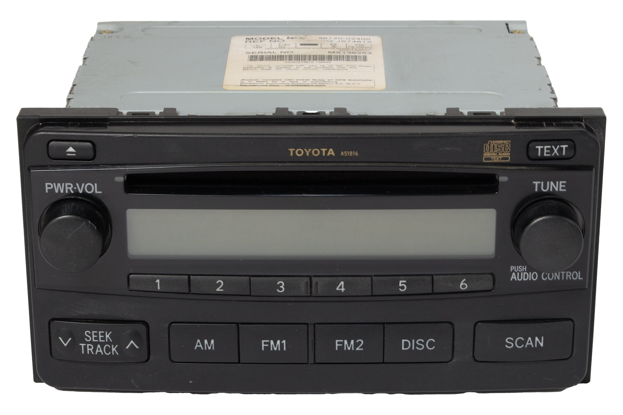 Restored 2004-2008 OEM Toyota Matrix AM FM CD Player Radio 86120-02400 Code A51816 (Refurbished)