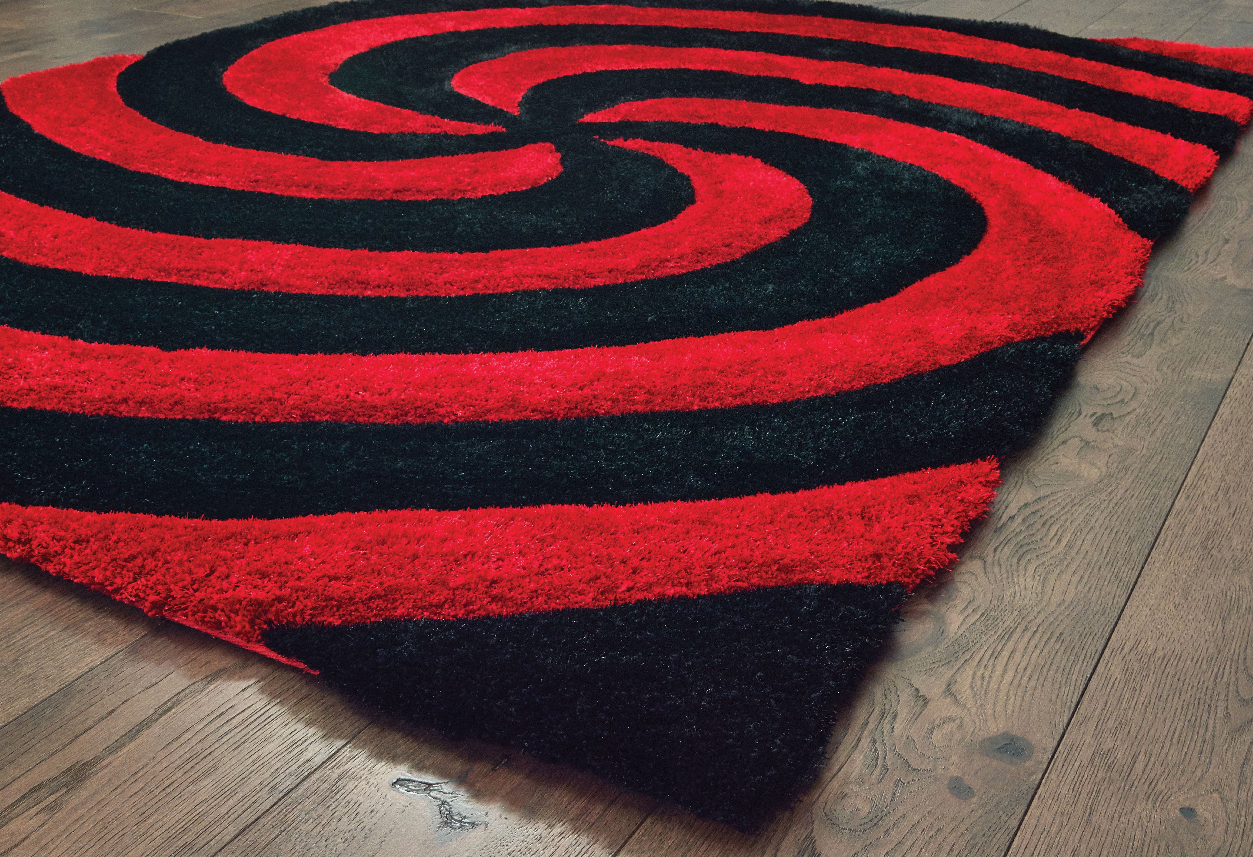 United Weavers of America Veria Agba Shag Abstract Shag Contemporary Area Rugs, Black
