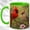 Green, variant on Cardinal Branch Coffee Mug, Spring Bird Mug, Ceramic 11 oz