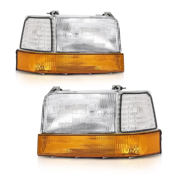 Front Headlights Corner/Side Signal Lights Assembly Left & Right Side Fit for Ford 1992-1996 Bronco F150/1992-1997 F250 F350
