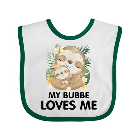 

Inktastic Cute Kawaii Sloths My Bubbe Loves Me Boys or Girls Baby Bib