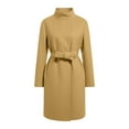 thumbnail image 4 of Women's Long Trench Coat, Wool Blend Overcoat, Stand Collar Belted Jacket, Vintage Inspired Fall Winter Coat, Classic Mid-Length Outerwear with Pockets Yellow M, 4 of 4