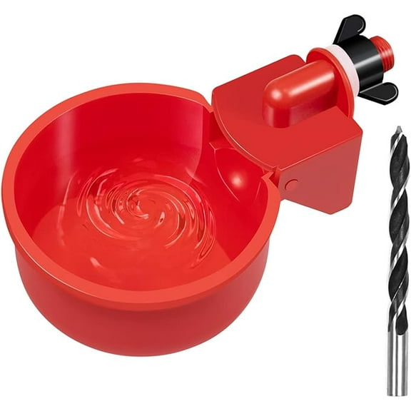 Chicken Waterer Cups 24 Pack Automatic Chicken Water Cups for Poultry Float Style Gravity Chicken Watering System Poultry Water Feeder Kit Chicken Waterer 5 Gallon with Mounting Hole Opener