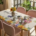 thumbnail image 3 of Spring Groundhog Table Cloths for 5 Foot Rectangle Tables, Watercolor Sunflower Botanical Rustic Patio Waterproof Elastic Fitted Tablecloths, Washable Rectangular Table Cover for Camping, 3 of 8