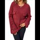 thumbnail image 3 of Blusas de Punto para Mujer 2025, Suéter de Cuello Redondo de Larga Extragrande, Blusas Informales de Negocios, Suéter Básico. Vino Tinto L, 3 of 10
