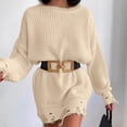 thumbnail image 2 of Vedolay Fall Sweater Womens 2023 Fall Casual Long Sleeve Crew Neck Ribbed Knit Pullover Sweater,Khaki L, 2 of 3