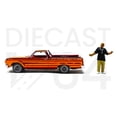thumbnail image 2 of 1965 Chevrolet El Camino Lowrider Red Metallic with Orange Graphics and Red Interior and Diecast Figure Limited Edition to 3600 pieces Worldwide 1/64 Diecast Model Car by Johnny Lightning, 2 of 4
