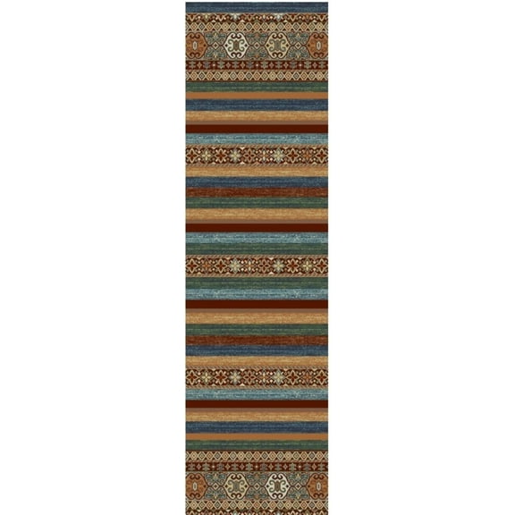 Ottomanson Non-Slip Hallway Runner Rug 1'10" x 7' Perfect for High Traffic Areas, Multi Stripes