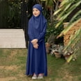 thumbnail image 2 of RXMEKW Ensemble de Robe Musulmane avec Châle pour Filles Manches Longues Col Rond Robe à Volants Tenue 2 Pcs Rose, 2 of 9