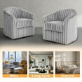 thumbnail image 6 of UIXE 360° Swivel Barrel Chair Curved Faux Fur Accent Chair Art Decor Style Round Club Arm Chair with Upholstered Seating for Home, Gray, 6 of 6