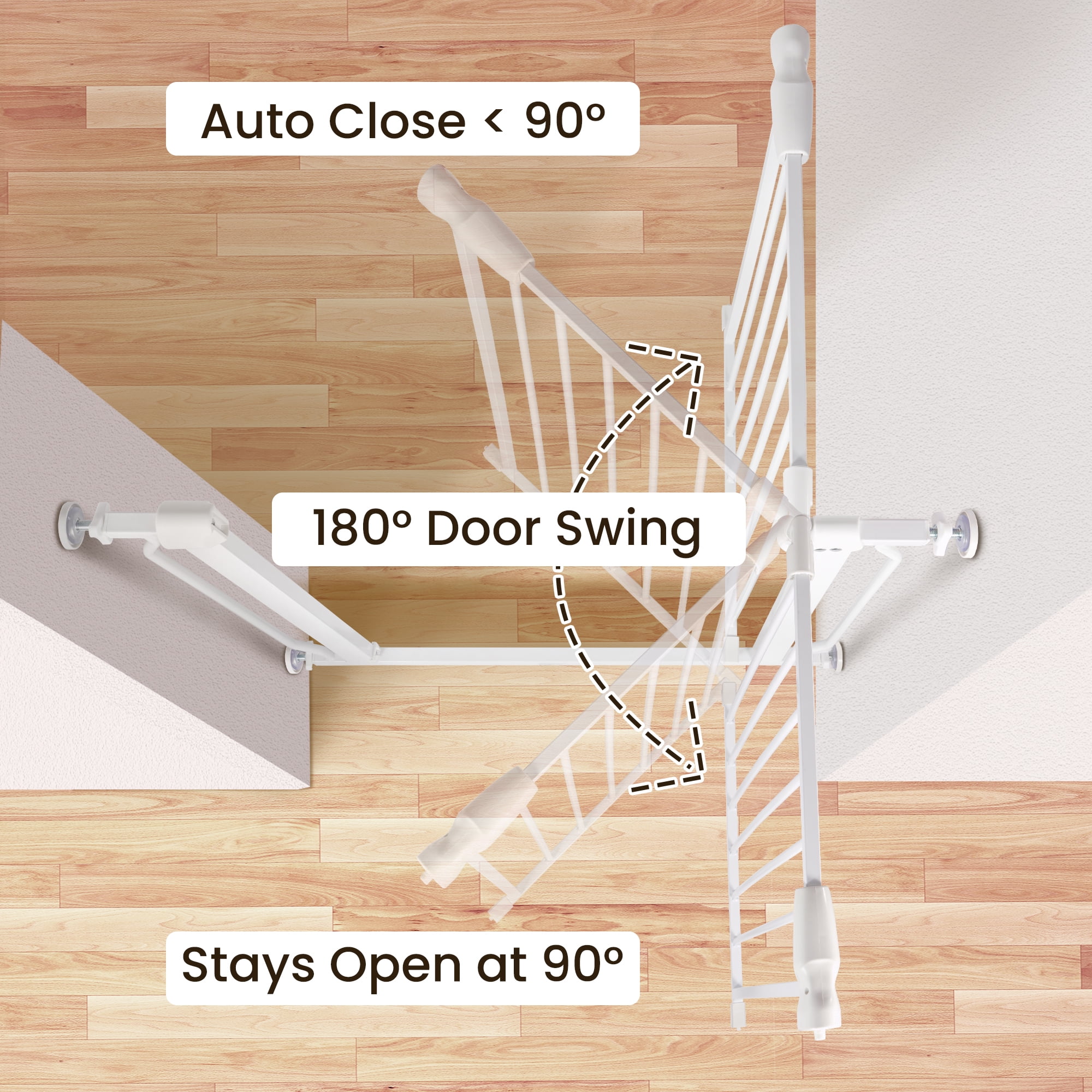 GIANNA Easy WalkThru Safety Gate for Doorways and Stairways, Fits 29.1 - 33.8 Inch Openings, With Auto-Close/Hold-Open Features, 30-inch Tall, White