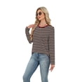 thumbnail image 4 of WIHOLL Womens Striped Long Sleeve Shirts Spring Outfits 2026 Striped Tops Fashion Clothing Ribbed Crewneck Tee Blouses, 4 of 8