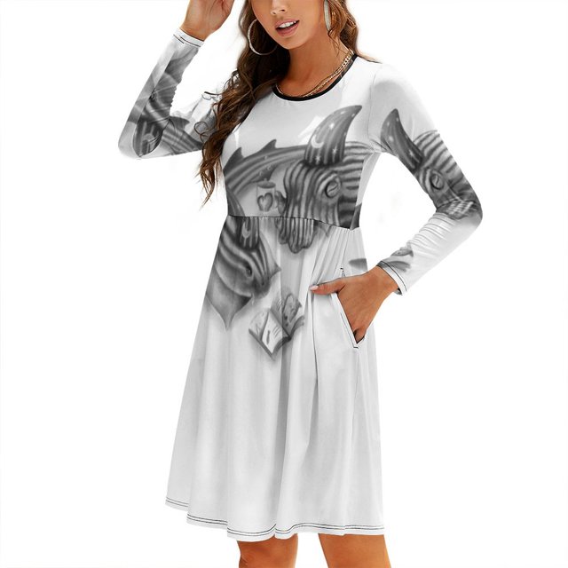 Robe de Pyjama Col Carré Robe d'Été Douce Femme Élégante Imprimé Licou Poisson Animal Pyjama