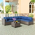 thumbnail image 6 of Livipatio Patio Furniture Set, 7 Pieces Outdoor Conversation Set with Rattan Sectional Sofa, Coffee Table for Garden Backyard, Navy Blue, 6 of 6