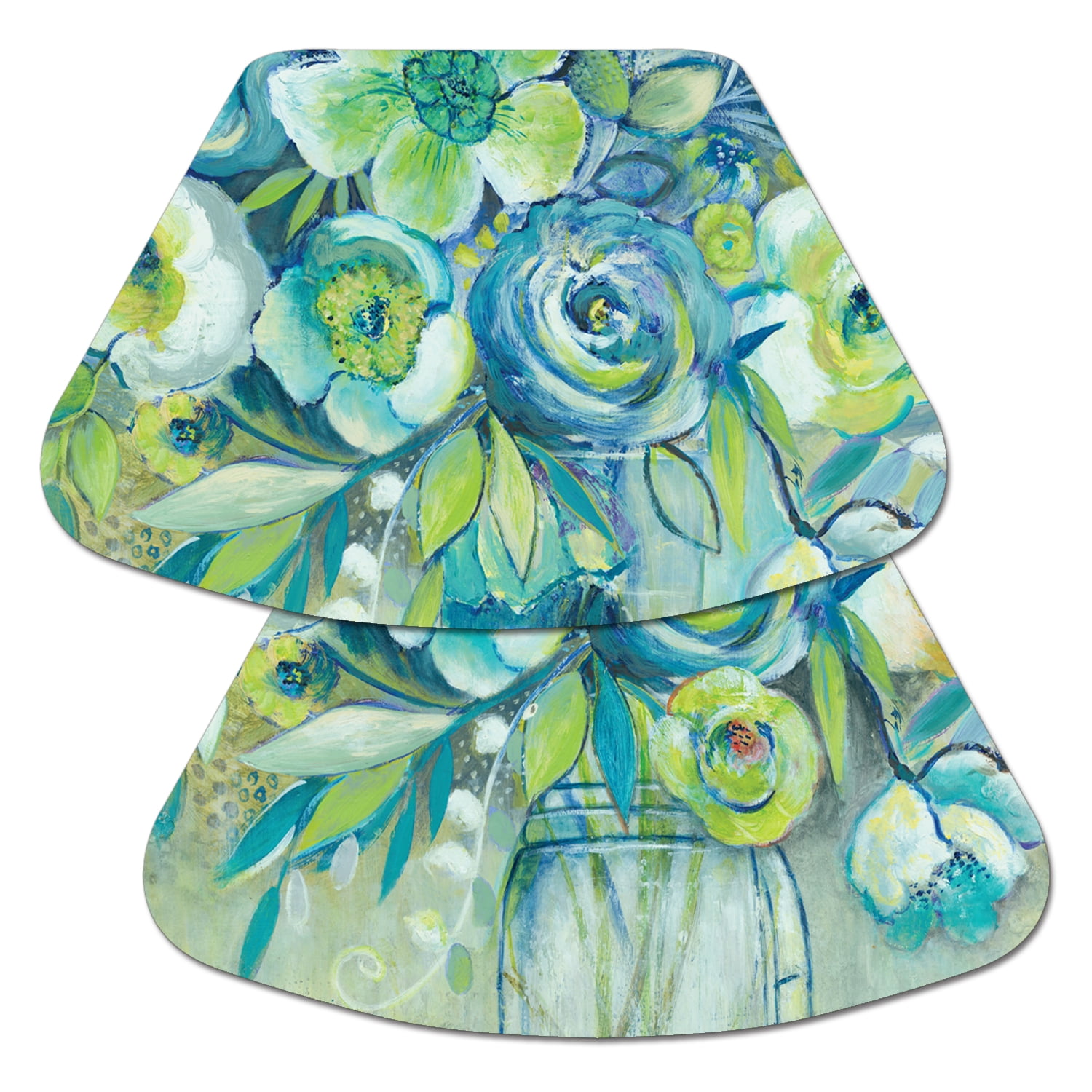 WipeClean Reversible Wedge Shaped Place mats, Summer Blooms, Set of 2
