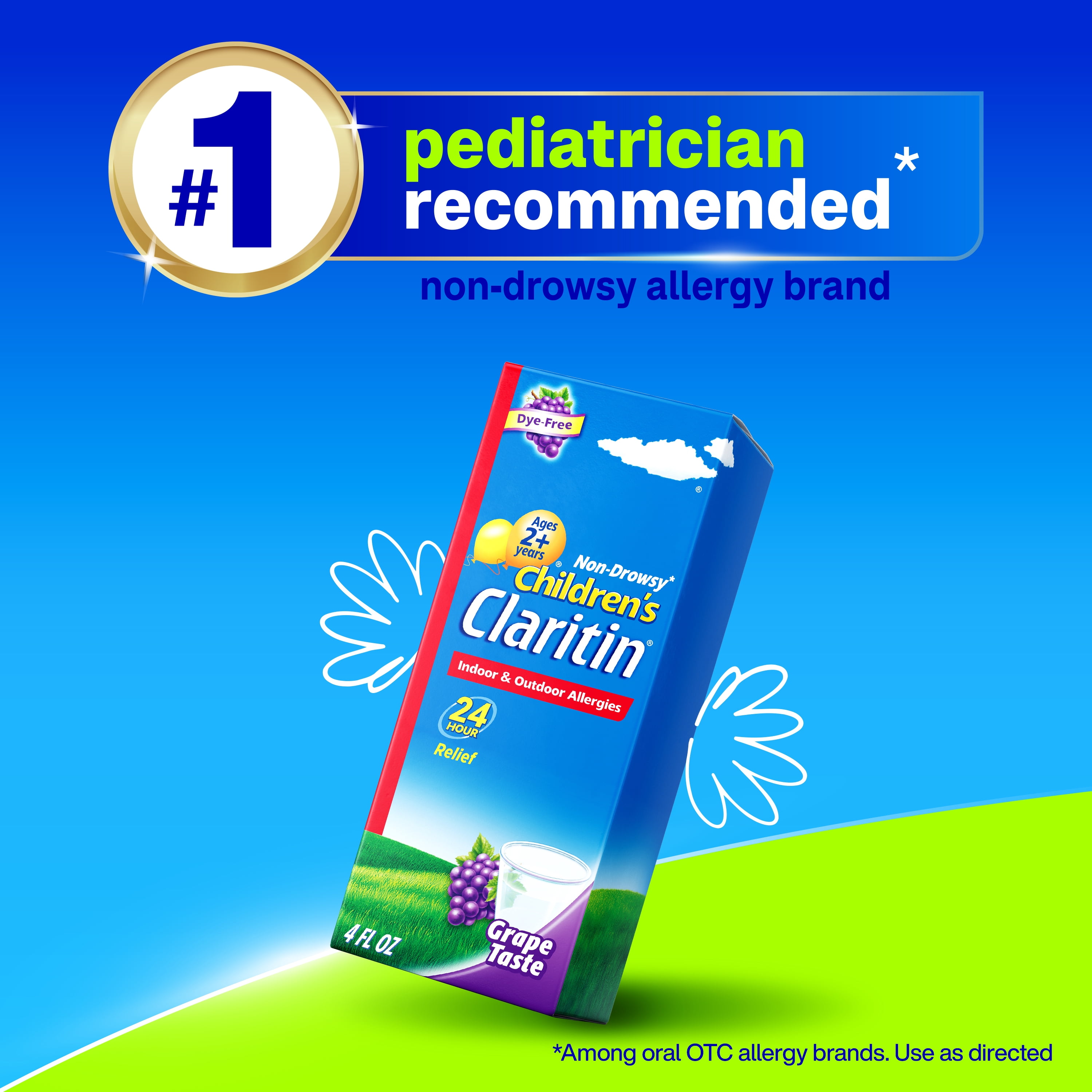 (3 pack) Claritin Children's 24 Hour Liquid Allergy Syrup, Free of Dyes, Sugar, Alcohol, Grape Flavor, 8 Fl oz
