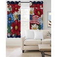 thumbnail image 2 of 4th of July Blackout Curtains for Bedroom Living Room Darkening Curtains 54 Inch Long Independence Day Blue Red Flower American Flag Short Curtain for Small Window Treatment Grommet Drapes 52"x54"x2, 2 of 9