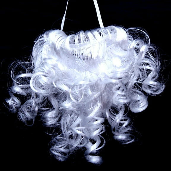 Christmas Accessories, White Curly Santa Beard Costume Prop for Holiday Party Dress Up Funny Skeleton Santa Look Christmas Cosplay Decoration Winter Festive Wear