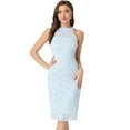 thumbnail image 1 of Vestido de encaje Allegra K para Mujer Cuello Halter Sin Mangas ajustado Azul Claro XL, 1 of 6
