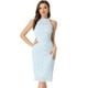 thumbnail image 1 of Elegante vestido de encaje para mujer, cuello halter, sin mangas, ajustado, vestido de cóctel Azul Claro M, 1 of 6