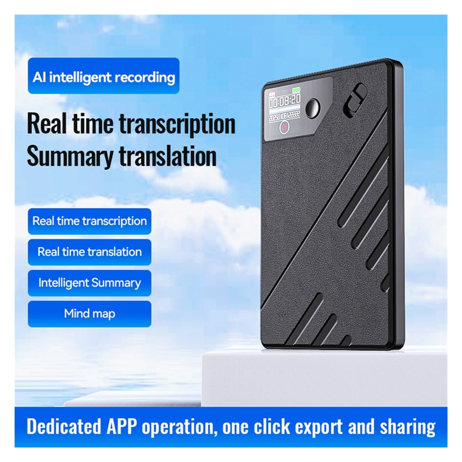 AI Voice Recorder Smart Dictaphone Real Time Transcription/Summary/Recorder Phone Calls Recording