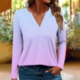 thumbnail image 5 of Going Out Tops for Women Casual Long Sleeve Fall Graphic Tshirts V Neck Lounge Wear Loose Pullover Blue, L, 5 of 6