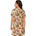 thumbnail image 2 of Bixox Leaves And Berries Pattern Women's Nightgown, Soft & Breathable Sleepwear, Round Neck Knee-Length Pajama Dress,Loungewear for Home & Sleep, 2 of 7