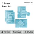 thumbnail image 3 of Juego de toallas de baño LANE LINEN Luxury, 12 piezas, 100% algodón, azul, 3 of 9