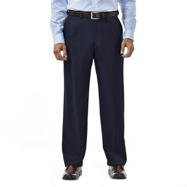 Men's Haggar® eCLo Stria Classic-Fit Flat-Front Dress Pants Color: Blue Size: 38X29
