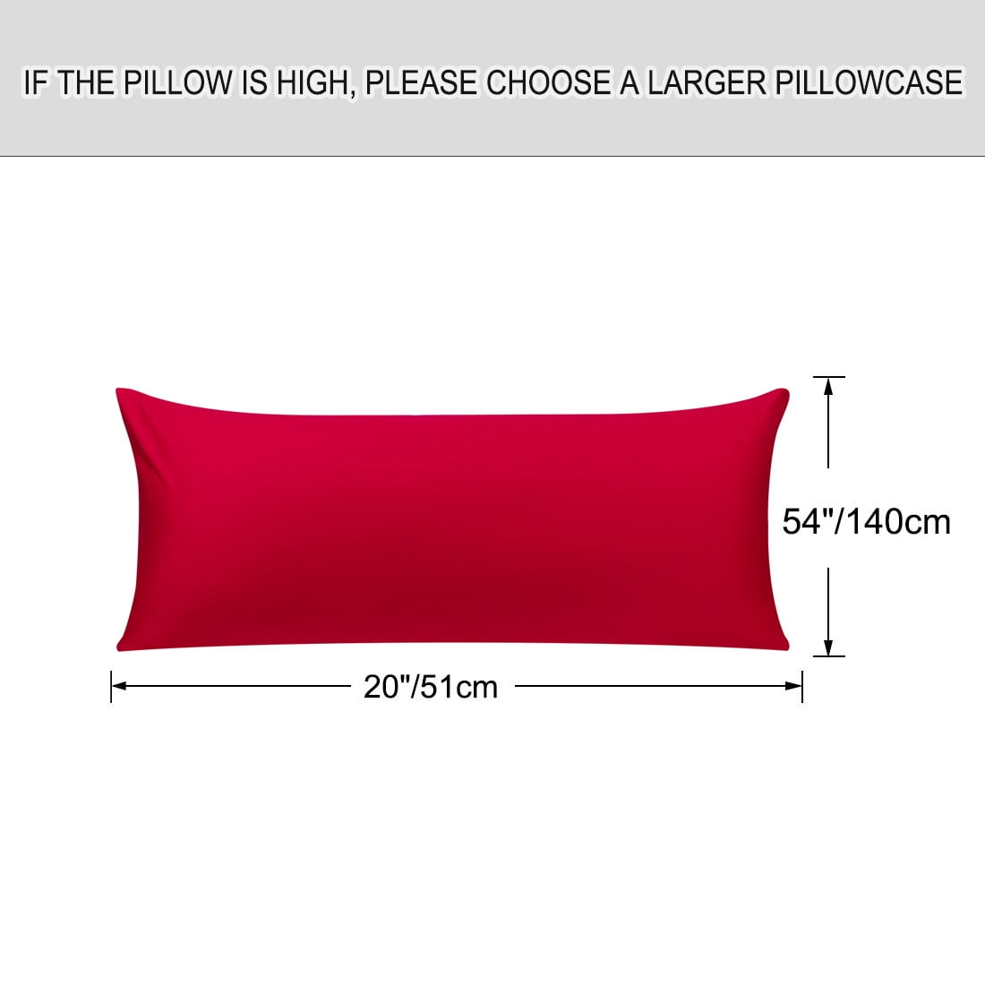 Unique Bargains Pillowcases 2 Pack 100% Cotton Body Pillow Covers Red 20" x 54"