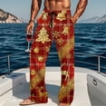 thumbnail image 6 of Mgmyaa Men's Christmas Print Straight-Leg Sleep Pants, Drawstring Elastic Waist Pajama Pants with Pockets, 6 of 8