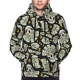 thumbnail image 3 of Zufioo Skull with Dollar Design Fleece Comfortable Hoodie for Mens,Sweatshirt for Men,Pullover Hooded Sweatshirt for Men -Small, 3 of 5
