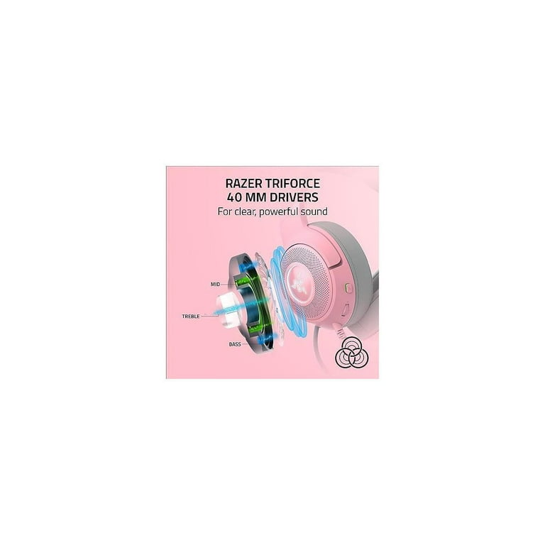 Razer Kraken Kitty V2 RGB Gaming Headset - Quartz Pink, With Light-Up Ears, HyperClear Mic, 7.1 Surround Sound