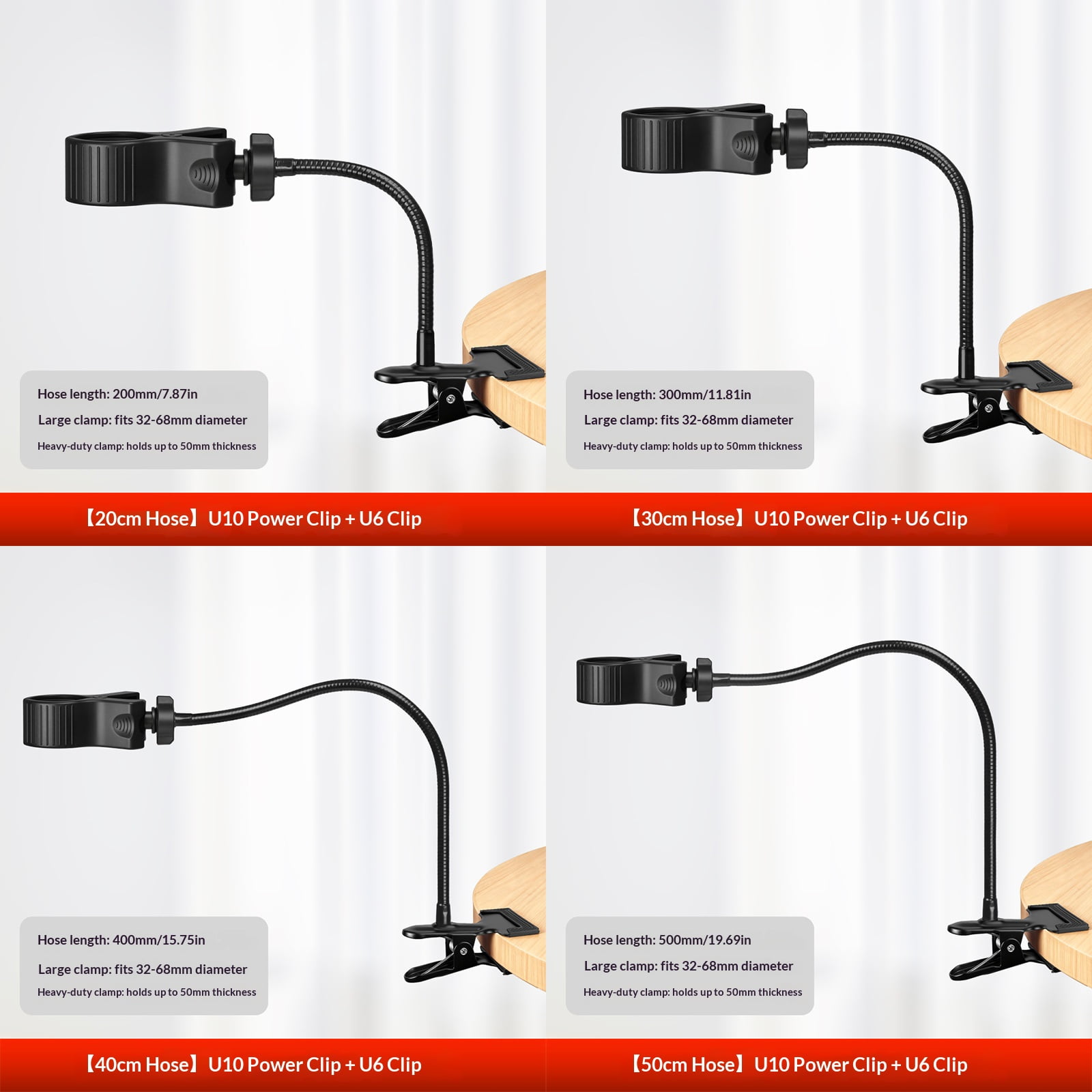 Mic Stand Microphone Stand Flexible Gooseneck Arm Clamp Holder Adjustable Clip Base for Desk Table Tripod Mounting