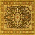 thumbnail image 1 of Ahgly Company Machine Washable Indoor Square Medallion Yellow Traditional Area Rugs, 8' Square, 1 of 4