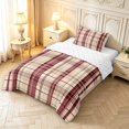 thumbnail image 2 of Manfei Classic Plaid Twin Comforter Sets,Geometric Stripes Bedding Set,Beige Red,Reversible,2pcs,1 Comforter and 1 Pillowcase,2pcs,1 Comforter and 1 Pillowcase, 2 of 7