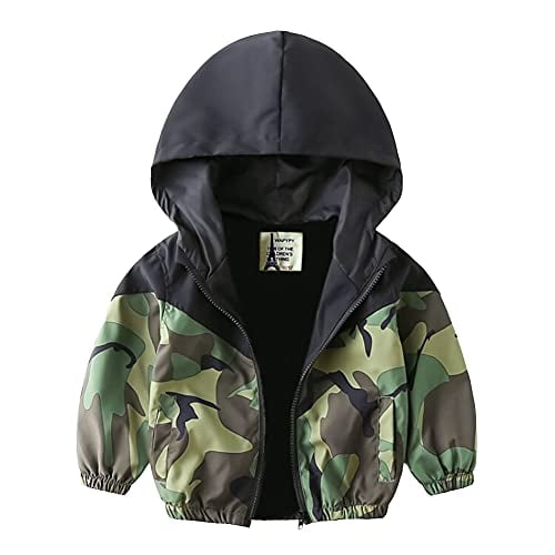 Veste a Capuche Zippee Legere pour Enfants Garcon Coupe Vent Decontractee Manteau Antipoussiere Bebe Camouflage 5 6 Ans