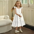 thumbnail image 2 of OSOLU Toddler Sleeveless Casual Little Girl Button Down Blouse Ruffled Dress(1 6Years) Cute Dailywear, 4-5Years, 2 of 5