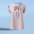 thumbnail image 3 of QASIEATN Women's Trendy Essentials Clothing: Pretty Sleeveless Blouse Bow Tie Neck Cap Sleeve Casual Shirt Fall Fashion Outfits for Women, 3 of 5