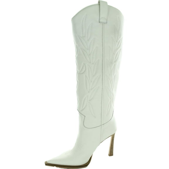 Steve Madden Womens KINZEE Open Stitch Leather Cowboy, Western Boots