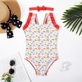 thumbnail image 6 of Shadoumai One Piece Swimsuit for Girls 7-8 Cut Out Tankini Quick Dry & Stretchy Cute Printed Girl Bathing Suit Spaghetti Strap Summer Girl's Swimwear, 6 of 7