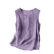 thumbnail image 5 of Craaazy Women's Relaxed Fit Round Neck Tank Top, Solid Color Sleeveless Cotton Linen Top, Loose Comfy Embroidered Casual Vest for Work & Daily Wear Gifts, 5 of 9