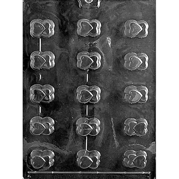 Grandmama's Goodies Valentine's Day V080 Bite Size Double Heart Chocolate Candy Soap Mold with Exclusive Molding Instructions